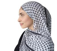 URGARMENT Palestinian Keffiyeh Shemagh Hijab Scarf, Muslim Women Kuffiyeh Arab Headwear, 01-black, 71 inches x 28 inches