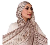 URGARMENT Palestinian Keffiyeh Shemagh Hijab Scarf, Muslim Women Kuffiyeh Arab Headwear, 03-brown, 71 inches x 28 inches