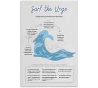 Urge Surfing - Recovery Sobriety Motivational Quote, Mindfulness Office Decor Metal Tin Sign for Wall-Art(Unframed,08x12inch(20x30cm))