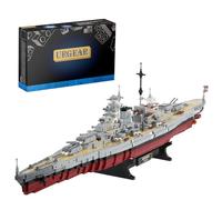 URGEAR Bismarck Battleship 1: 350 Warship Model Building Blocks Set 2081 Pieces, WW2 Military WW2 Germany Warship Clamp Building Model Set Construction Creative Gifts for Adults and Children
