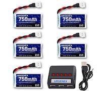 URGENEX 3.7V Lipo Battery 750mAh 25C 5 Pack Lipo Batteries with Molex Plug 5 in 1 Charger for Syma X5 X5A X5SW X5C X5C1 RC Quadcopter Drone Spare Parts