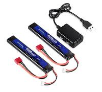 URGENEX Airsoft Battery 7.4 V 1500 mAh 35C High Discharge Rate Lipo Battery Pack with Deans T Plug Rechargeable 2S Lipo Battery for Airsoft Model Guns