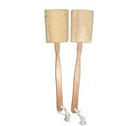 URGrace Natural Exfoliating Loofah Luffa Loofa Back Sponge Scrubber Brush with Long Wooden Handle Stick Holder Body Shower Bath Spa Pack of 2