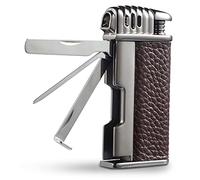 Urgrette 3 in 1 Pipe Lighter Butane Angled Soft Flame Refillable with 3 Pipe Cleaner Tools Multifunctional Gas Lighter for Camping Grill Fireplace Candle (Gas Not Included)