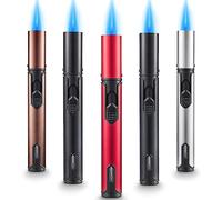 Urgrette 5 Pack Butane Torch Lighter, 6-inch Refillable Pen Lighter Jet Flame Butane Lighter for Grill BBQ Candle (Gas Not Included)