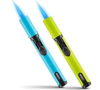 Urgrette Spring Colors 2 Pack Butane Torch Lighter, 6-inch Jet Flame Butane Lighter Refillable Pen Lighter for Grill BBQ Camping (Gas Not Included) Aqua Blue & Lime Green