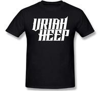 Uriah Heep Logo Mens T Shirts Short Sleeves Round Neck Tees Casual Tops Black L