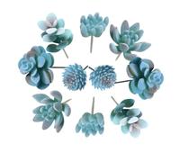 Urier 10 Pieces Fake Succulent Plant,Mini Artificial Succulents,Artificial Air Plants That Look Real,Plastic Plant for Garden & Outdoor Home Décor (Blue)