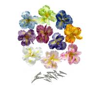 Urier 10 Pieces Iris Flowers Artificial Heads,Silk Flowers for Crafts with Clips,Tropical Faux Flower Cake Decorations Wreath Making Supplies for Wedding Party Birthday Gift Décor (10, Multicolour)