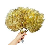 Urier 12 Pieces Gold Palm Leaves,15" Artificial Tropical Leaves Wall Decor,Jungle Leaf Decor,Center Pieces Decoration for Table Party Shower Decorations