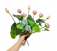 Urier 17" Artificial Flower Water Lily,Water Lily Plants for Ponds Small,Silk Flowers Plastic Flowers Lotus for Fish Tank Decoration Home Garden Wedding Arrangement Decor (3, Pink)