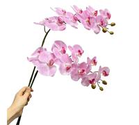 Urier 2 Pcs Orchid Stems 38" Artificial Flowers Real Touch Latex Faux Phalaenopsis Branches White Artificial Flowers for Wedding Party Home Garden Decor (Pink, 38")