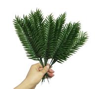 Urier 24 Pieces Mini Leaves Decor Tropical Leaves,11 Inch Small Artificial Palm Leaves,Fake Leaves for Jungle Party Decorations Tropical Cake Decorations