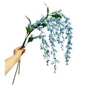 Urier 3 Bundles Lily of The Valley Silk Flowers,38" Long Stem Artificial Flowers for Tall Vase,Trailing Artificial Plants for Home Wedding Party Birthday Garden Decoration (3, Blue)