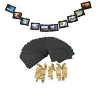 Urier 50 Pieces Hanging Picture Frames Kit with Clips and Strings,Paper Picture Frames Bulk,DIY Clip Photo Holders for Home Office Wall Decor Party Supplies (Black, 5X7)