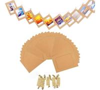 Urier 50 Pieces Hanging Picture Frames Kit with Clips and Strings,Paper Picture Frames Bulk,DIY Clip Photo Holders for Home Office Wall Decor Party Supplies (Brown, 5X7)