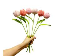 Urier 6 pcs Crochet Flower Tulip Bouquet,15" Finished Hand-Woven Bouquets, Fake Flowers Handmade Crochet Flowers Cotton Tulip Bulk for Home décor,Table Centerpieces,Women,Friends, (Mix Color 3)