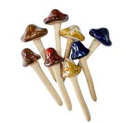 Urier 8Pieces Ceramic Mushrooms for Garden,4.7" Lawn Ornaments Fake Mushrooms,Mushroom Ornaments,Plant Decorations for Pots,Mushroom Figurine Yard Ornaments Outdoors (Multicolour)