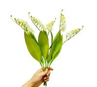 Urier Artificial Flowers Lily of The Valley,Faux Flower Stems for Wedding,Silk Flowers for Wedding,Party, Floral Arrangements Home Centerpiece Table Decoration (6, White)
