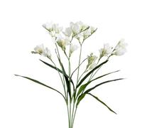 Urier Artificial Freesia Flowers 4Pieces, Artificial Daffodils with Long Stems Green Leaves, Real Touch Flowers Spring Decorations for Home Winter Floral Arrangements (4, White)