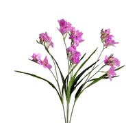 Urier Artificial Freesia Flowers 4Pieces, Artificial Daffodils with Long Stems Green Leaves, Real Touch Flowers Spring Decorations for Home Winter Floral Arrangements (4, Purple)