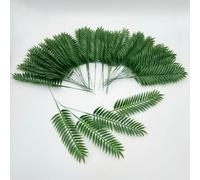 Urier Mini Leaves Decor Tropical Leaves,11 Inch Small Artificial Palm Leaves,Fake Leaves for Jungle Party Decorations Tropical Cake Decorations (50)