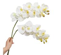 Urier Orchid Stems 38" Artificial Flowers Real Touch Orchid Latex Faux Phalaenopsis Branches White Orchid Artificial Flowers for Wedding Party Home Garden Decor (White, 38")