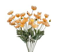 Urier Poppies Flowers Artificial,Ranunculus Artificial Flowers,Silk Flowers with Stems,Faux Flower Stems for Wedding,Party,Garden Outdoor Indoor Decor Flower Arrangements for Table (6, Pink)