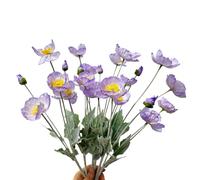 Urier Poppies Flowers Artificial,Ranunculus Artificial Flowers,Silk Flowers with Stems,Faux Flower Stems for Wedding,Party,Garden Outdoor Indoor Decor Flower Arrangements for Table (6, Purple)