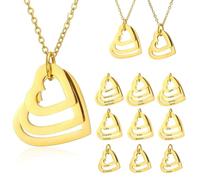 Urijk Golden Personalised Three Hearts Pendant Necklace for Women Custom Three Hearts Engraved Necklace for Mum Grandma Heart Necklace Personalised Gifts - Customised Engraved 3 Family Names Necklaces