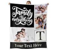 Urijk Personalised Blanket Custom Photo Blanket for Adults Kids Family Loved Ones Flannel Blanket Personalised Gifts for Thanksgiving Christmas Family Gatherings - Family is Everything