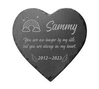 Urijk Personalised Memorial Plaque For Pet Dog,Dogs Grave Stone Slate Marker,Custom Pets Bereavement Gifts,Heart Shape Natural Slate Grave Plaque,Dog Cat Memorial Gifts,Loss of Pet Gift