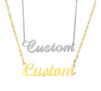 Urijk Personalised Necklace for Women Exquisite Personalized Name Necklace Customizable 18k Gold Plated Stainless Steel & Silver Pendant Personalized Gift for Her