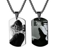 Urijk Personalised Necklace for Women Exquisite Personalized Photo Necklace Customizable 18k Gold Plated Stainless Steel & Silver & Black Pendant Personalized Gift for Her