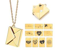 Urijk Personalized Envelope Locket Necklace with Photo, Custom Love Letter Necklace, Gold Locket Necklace, Secret Note Necklace, Letterbox Necklace, Personalized Necklace for Women(Gold-C)