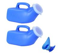 Urinal Bottle for Men & Women, MEOAlBkey 3 Packs 1200ml Reusable Pee Bottle with Lid Portable Urine Bottles for Hospital Home Care Travel Camping Unisex Urinal with Female Funnel Adapter(Blue)