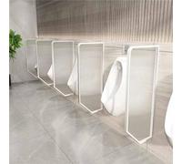 Urinal Partition Divider Screen, 47.2"x15.7" Tempered Glass Panel with Stainless Steel Frame, Urinal Screen Toilet Partition, Wall-Mounted Privacy Baffle for Hotel, Shopping Malls(White,2pack)