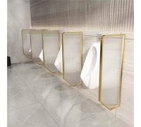 Urinal Partition Divider Screen, 47.2"x15.7" Tempered Glass Panel with Stainless Steel Frame, Urinal Screen Toilet Partition, Wall-Mounted Privacy Baffle for Hotel, Shopping Malls(Gold,4pack)