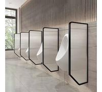 Urinal Partition Divider Screen, 47.2"x15.7" Tempered Glass Panel with Stainless Steel Frame, Urinal Screen Toilet Partition, Wall-Mounted Privacy Baffle for Hotel, Shopping Malls(Black,1pack)
