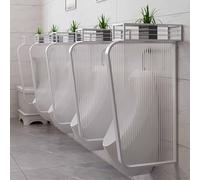 Urinal Partition Divider Screen, Wall-mounted Urinal Screen Toilet Partition with Plant Stand, Toilet Protection Divider for Hotel, Schools, Hospitals, Malls Public Places, Silver(2pack)