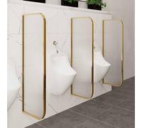 Urinal Partition, Gold Wall-mounted Urinal Screen Toilet Partition for Men's, Stainless Steel Privacy Panel with Translucent Glass Panel, for Public Places Hotel, Hospitals(2pack,100X40CM)