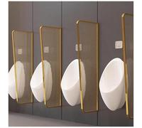 Urinal Partition Urinal Divider Men Urinal Privacy Screen Baffle, Wall Mounted Public Toilet Partition Divider With Tempered Glass, Urinal Privacy Screens For Hotels, Res,Gold-1 Pcs Made in China