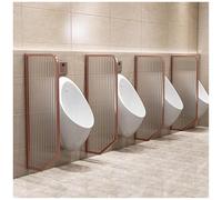 Urinal Partition Urinal Divider Men Urinal Privacy Screen Baffle, Wall Mounted Public Toilet Partition Divider With Stainless Steel Frame, Tempered Glass Urinal Privacy B,Rose Gold-5 Pcs Made in China