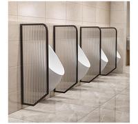 Urinal Partition Urinal Divider Men Urinal Privacy Screen Baffle, Wall Mounted Public Toilet Partition Divider With Stainless Steel Frame, Tempered Glass Urinal Privacy B,Black-5 Pcs Made in China
