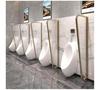 Urinal Partition Urinal Divider Men'S Urinal Partition Divider With Tempered Glass, Stainless Steel Frame Public Toilet Privacy Screens, Urinal Partition Screen Baffle Fo,Gold2-2 Pcs