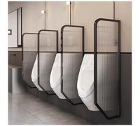 Urinal Partition Urinal Divider Tempered Glass Urinal Divider, Wall Mounted Toilet Partition Screen With Stainless Steel Frame, Men'S Urinal Privacy Waterproof Baffle For,Black-100cm-5 Pcs Made in