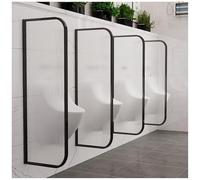 Urinal Partition Urinal Divider Toilet Partition Screen, Men'S Urinal Privacy Waterproof Baffle With Tempered Glass, Wall Mounted Urinal Divider Screen Panel For Hotel, S,Black-100cm-4 Pcs Made in