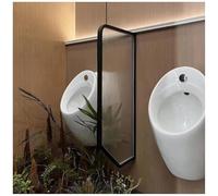 Urinal Partition Urinal Divider Urinal Partition Divider, Wall Mounted Public Toilet Privacy Screens With Tempered Glass, Men'S Urinal Privacy Waterproof Baffle For Hotel,Black-2 Pcs
