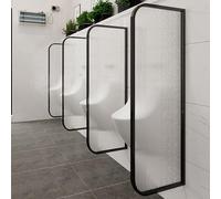 Urinal Partition Wall Wall-Mounted Urinal Divider Toilet120x40 cm Stainless Steel Frame & Tempered Glass (Color A Set of 2)