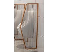 Urinal Privacy Screen, Wall-Mounted Urinal Partition Room Dividers, Stainless Steel Frame & Translucent Glass Panels, for Hotel & Public Restroom